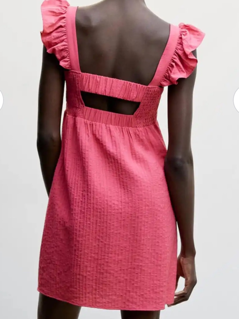 NWT MANGO Flutter Ruffle Sleeve Empire Waist Mini Dress open back sz xs - Picture 2 of 10